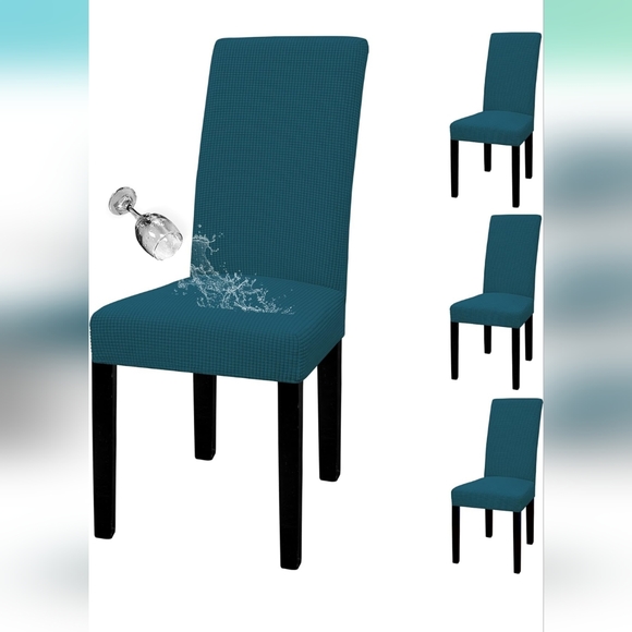 NEW Easy-Going 100% Waterproof Dining Room Chair Cover Set of 4, peacock blue - Picture 1 of 9